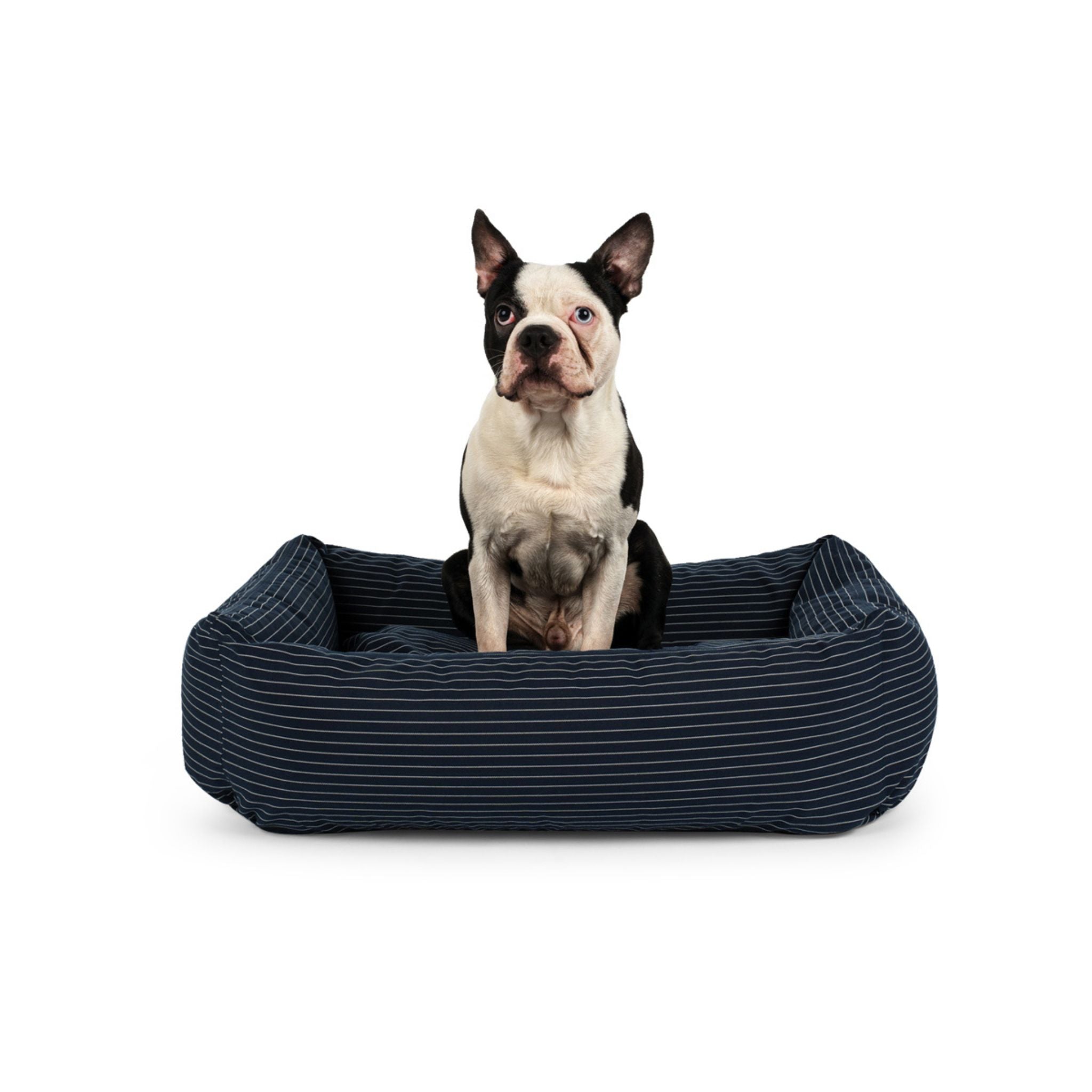 Dog Bed Navy pinstripe Small