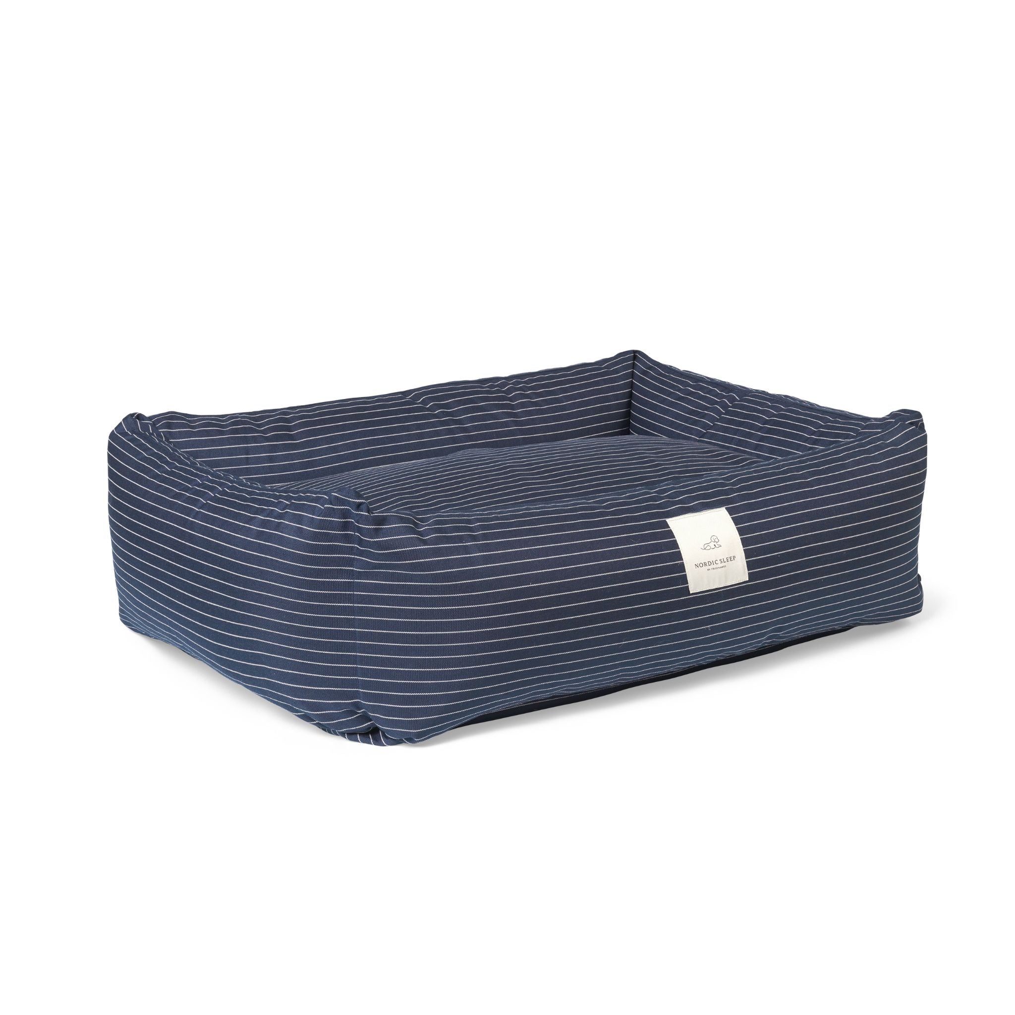 Dog Bed Navy pinstripe Small