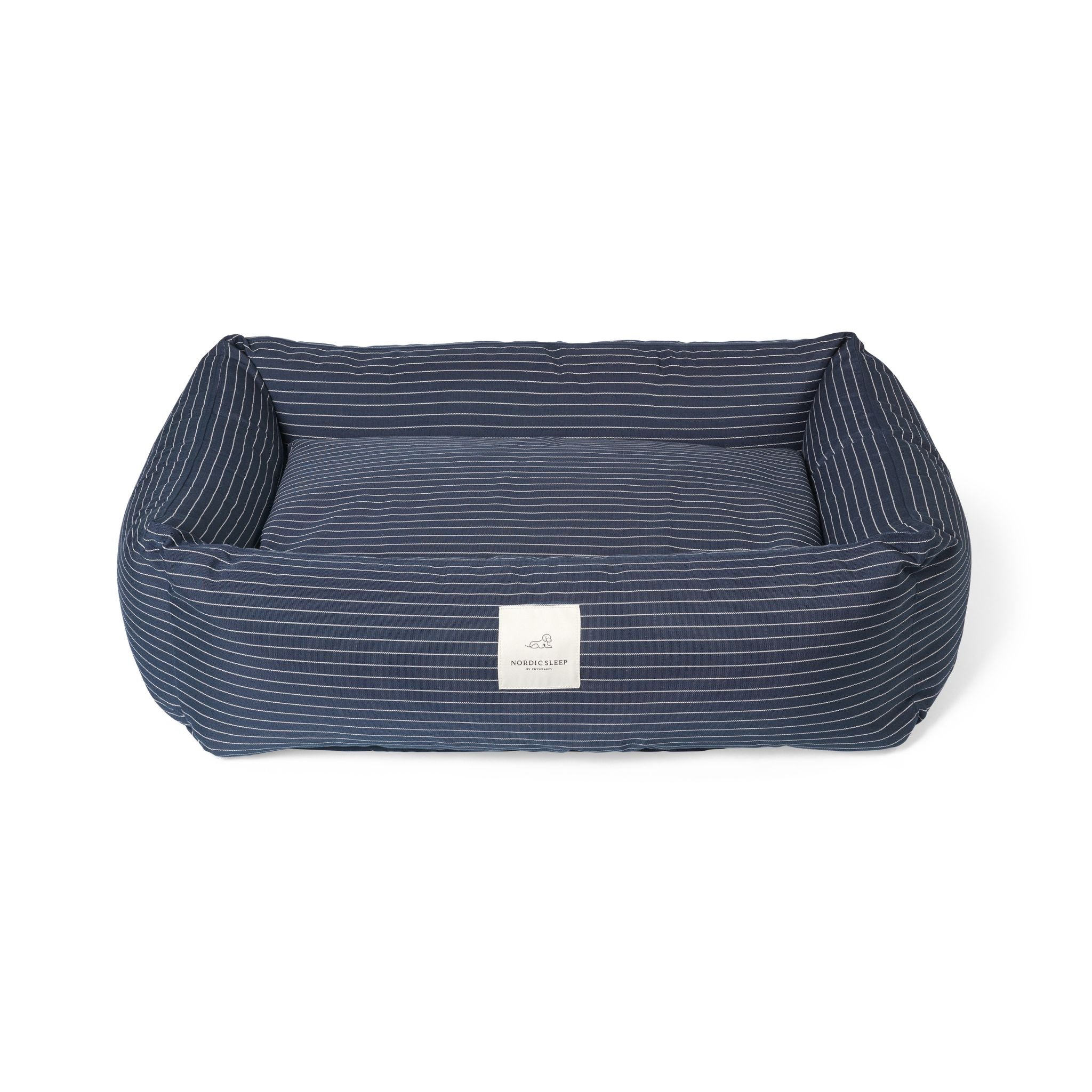 Dog Bed Navy pinstripe Small