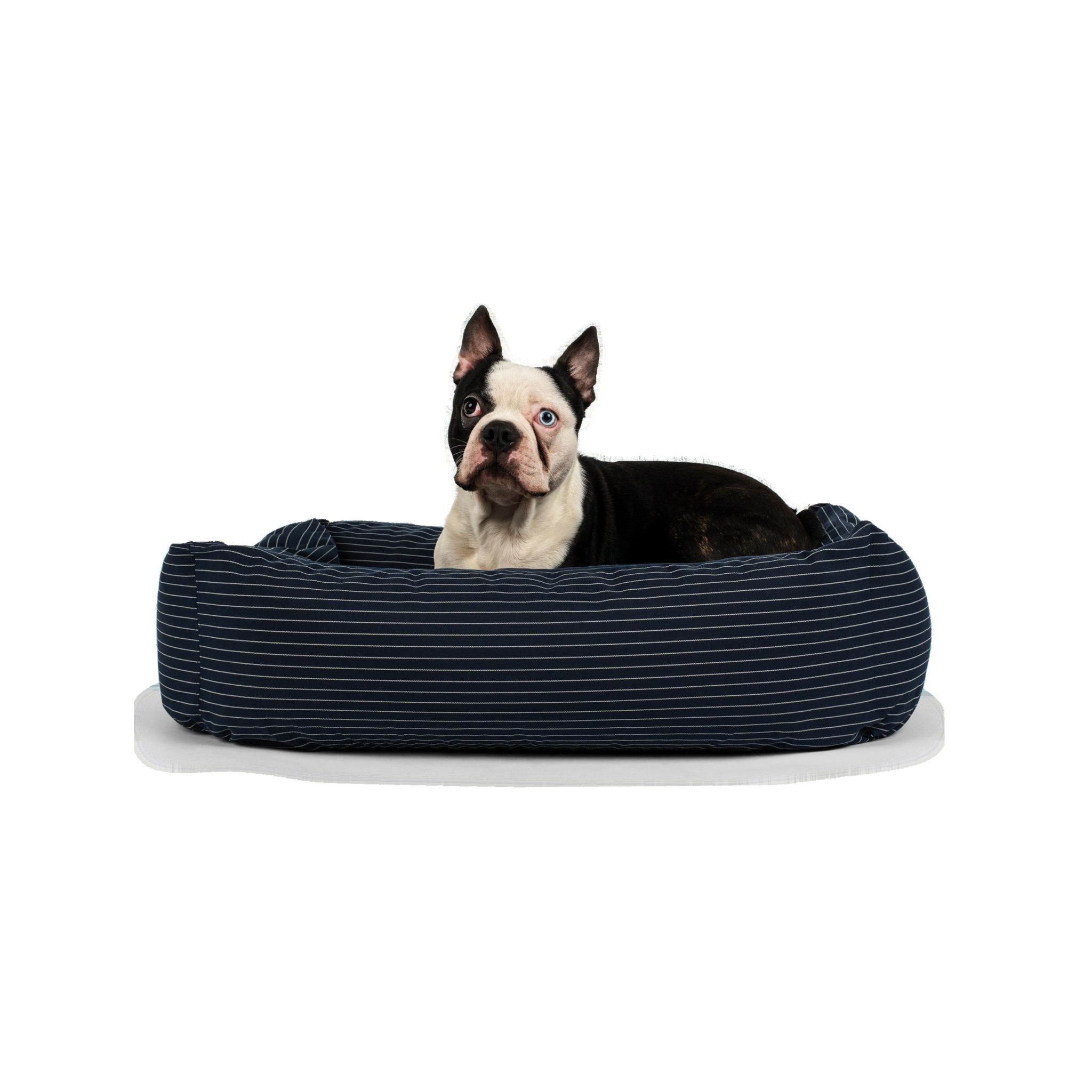 Dog Bed Navy pinstripe Small