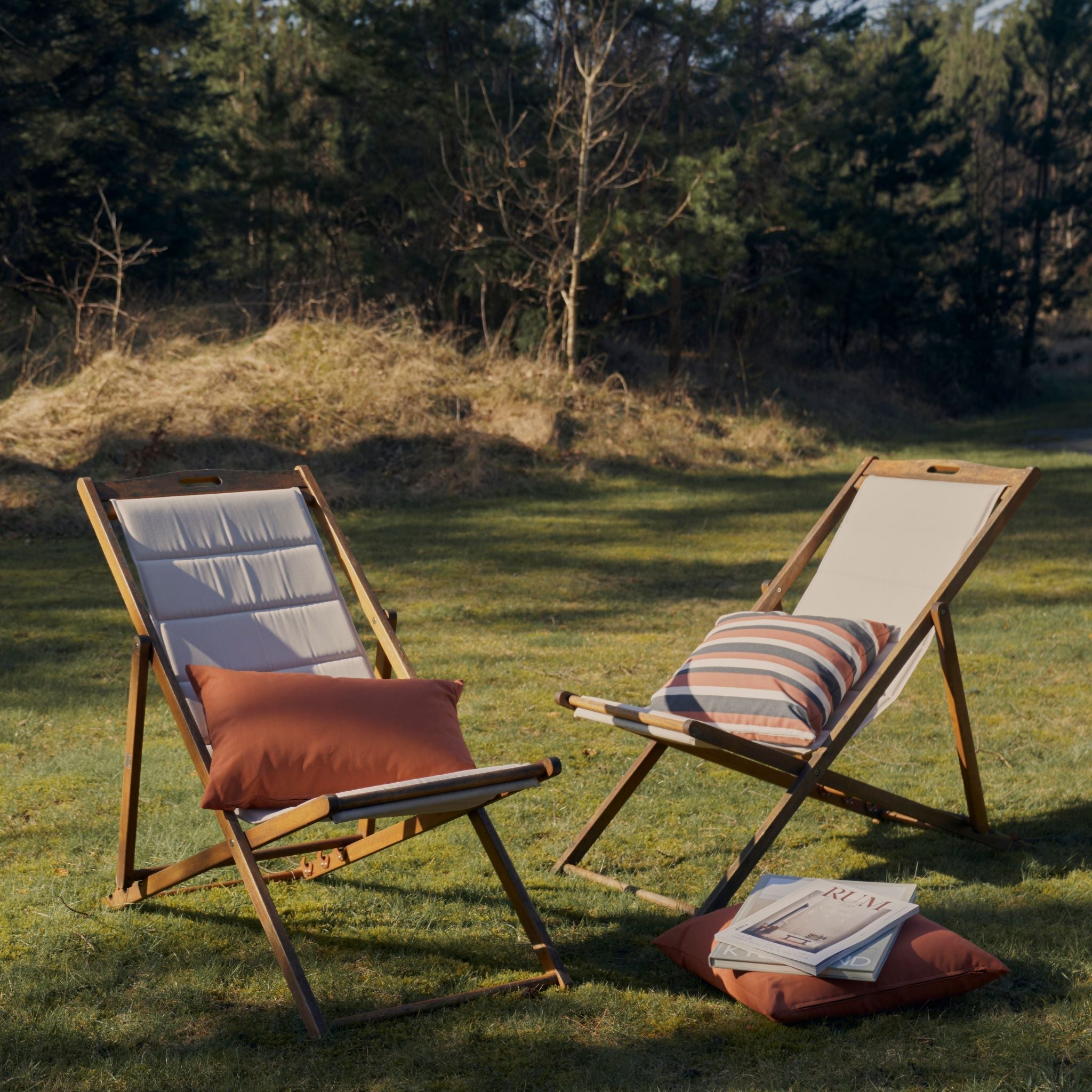 Outdoor pillow 50x50 - Terracotta/Grey stripe